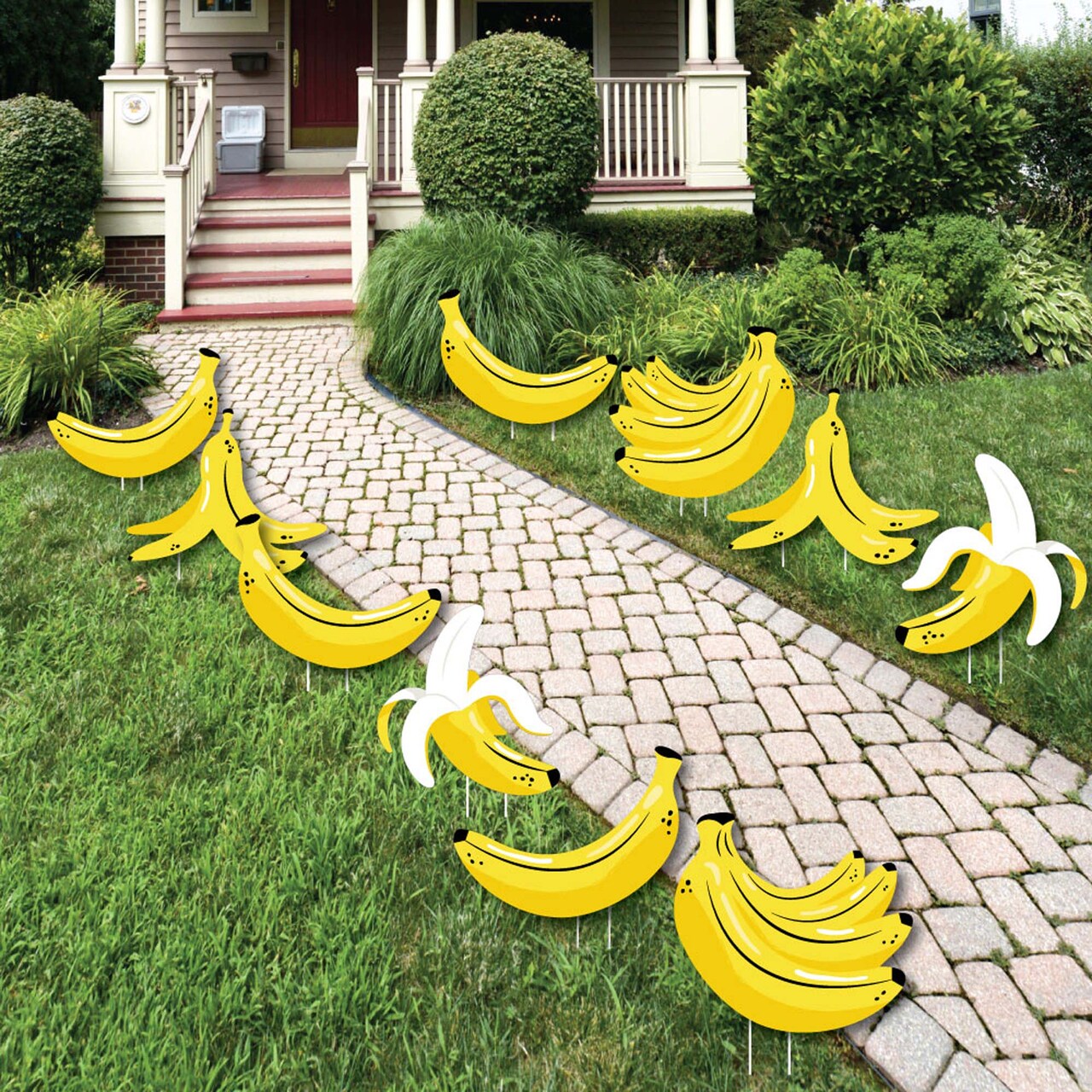 Big Dot of Happiness Let's Go Bananas - Lawn Decorations - Outdoor Tropical Party Yard Decorations - 10 Piece